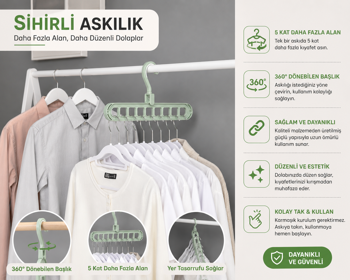 levareserrea 9 Gözlü Akıllı Askılık